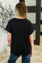 Andree by Unit Top Shelf Basic V-Neck Ribbed Tee in Black Womens