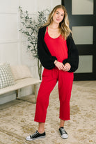 Totally Me Spaghetti Strap Jumpsuit Ruby Womens