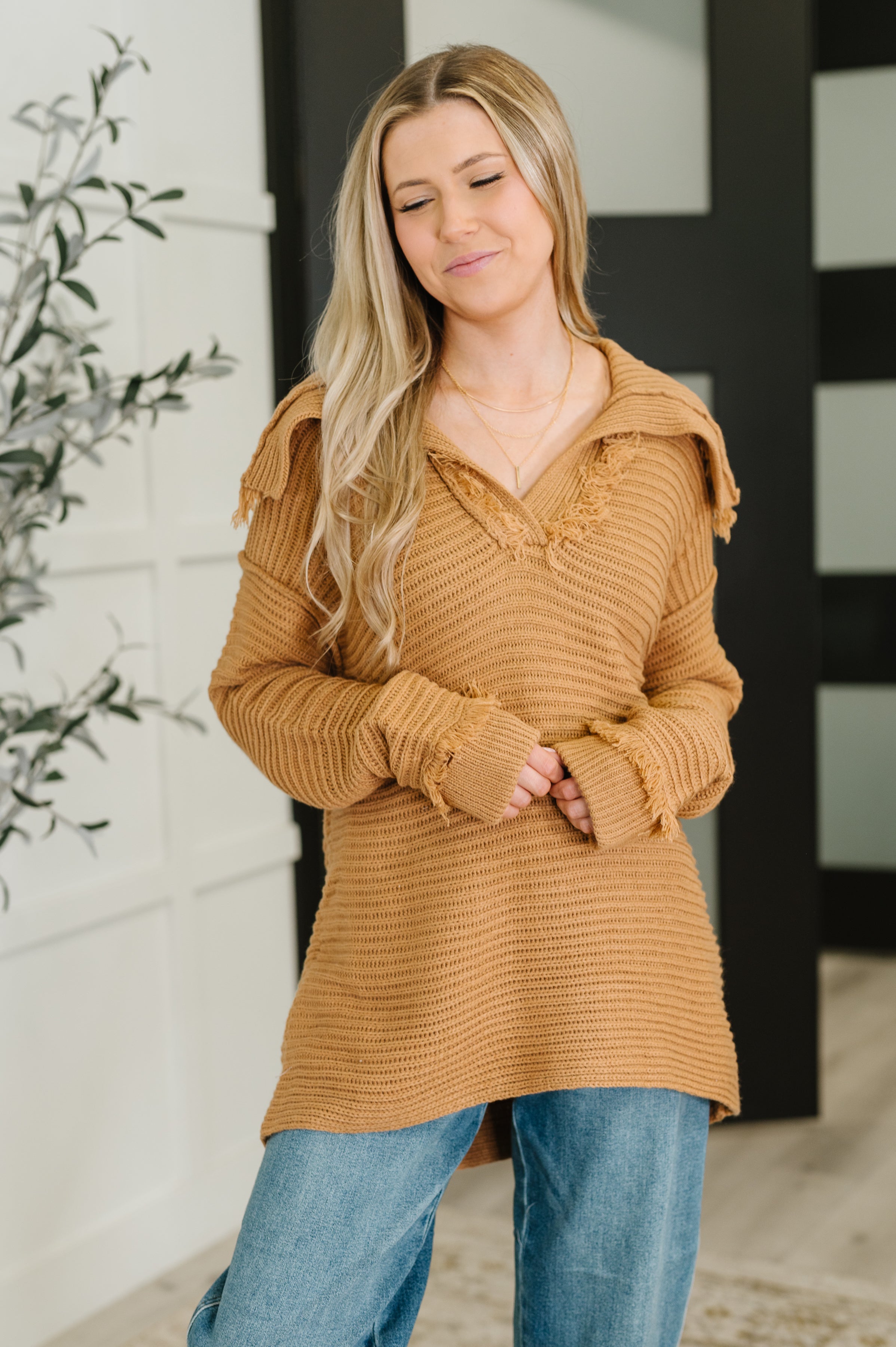 Jodifl Travel Far & Wide Ribbed Knit Sweater in Taupe Womens