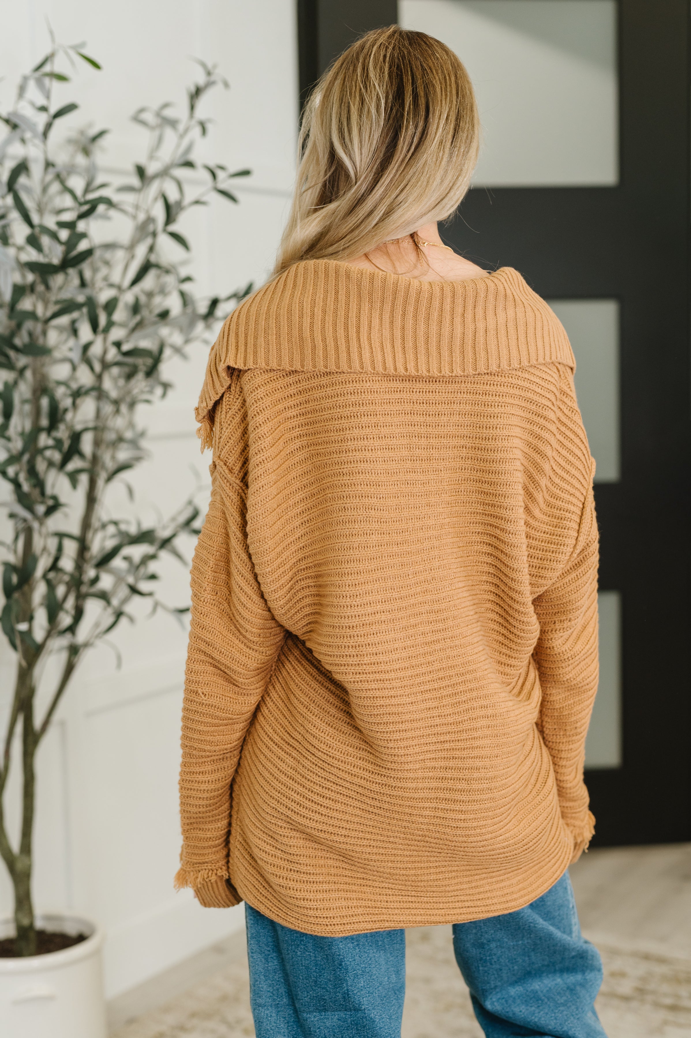 Jodifl Travel Far & Wide Ribbed Knit Sweater in Taupe Womens