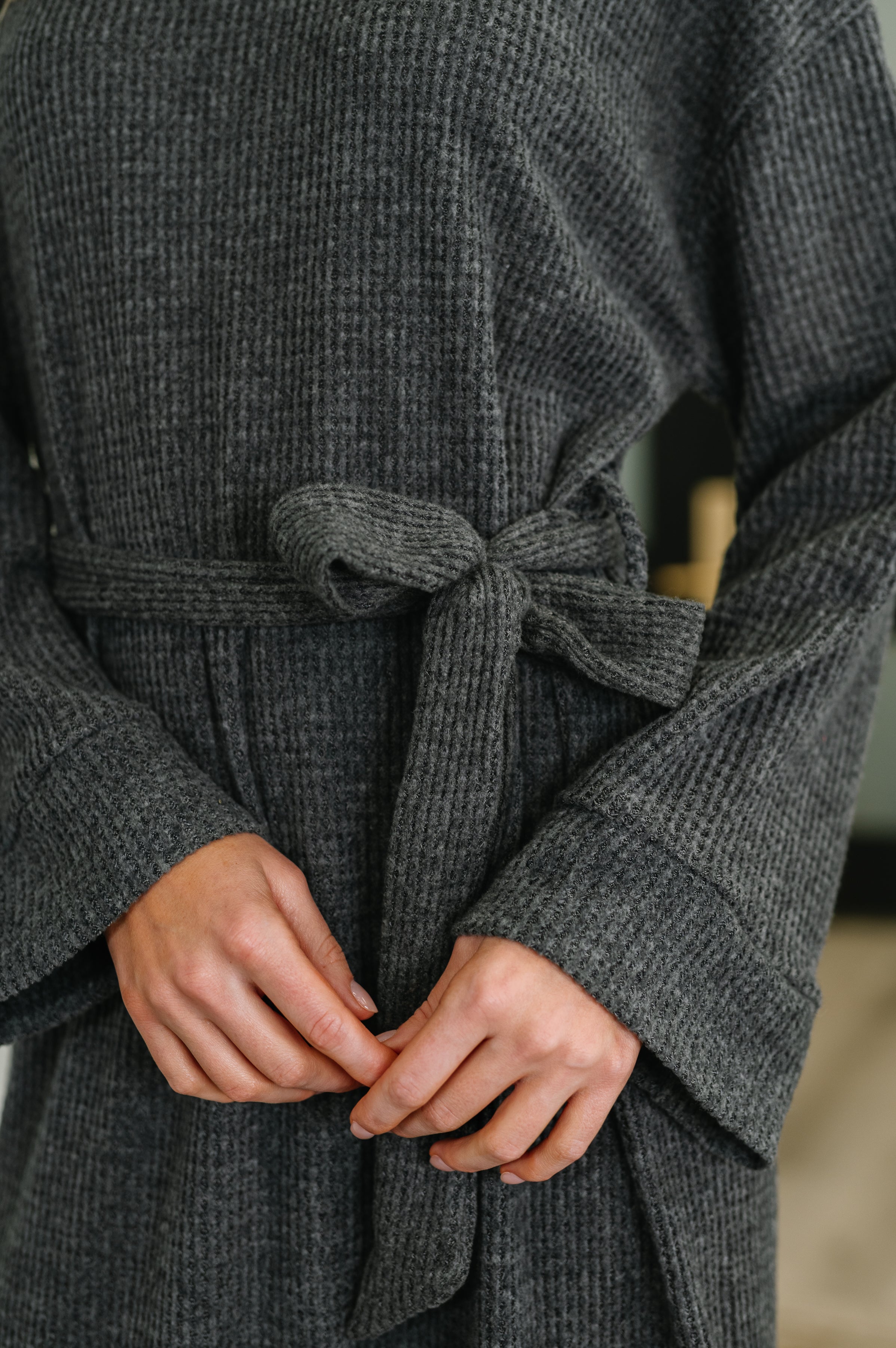 Dear Scarlett Travel Plush Knit Dress in Charcoal Womens