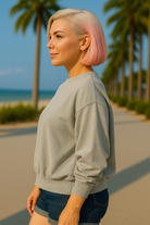 Zenana Sleet Soft Fleece Pigment Dye Round-neck Sweatshirt