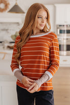 One Eleven North Orange Stripe Long Sleeve Tee Tops
