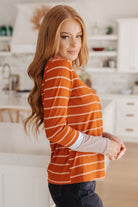 One Eleven North Orange Stripe Long Sleeve Tee Tops