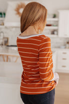 One Eleven North Orange Stripe Long Sleeve Tee Tops