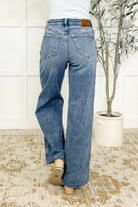 Judy Blue Tucker High Rise Vintage Wash Wide Leg Jeans Womens
