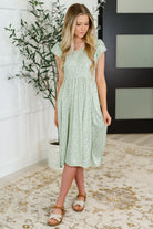 Haptics Twirl Me Softly Flutter Sleeve Dress in Sage Womens