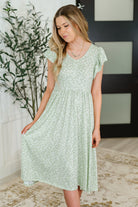 Haptics Twirl Me Softly Flutter Sleeve Dress in Sage Womens