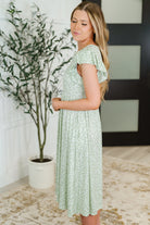 Haptics Twirl Me Softly Flutter Sleeve Dress in Sage Womens