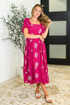 Polagram Twirl in Bloom Square Neck Dress in Hot Pink Womens