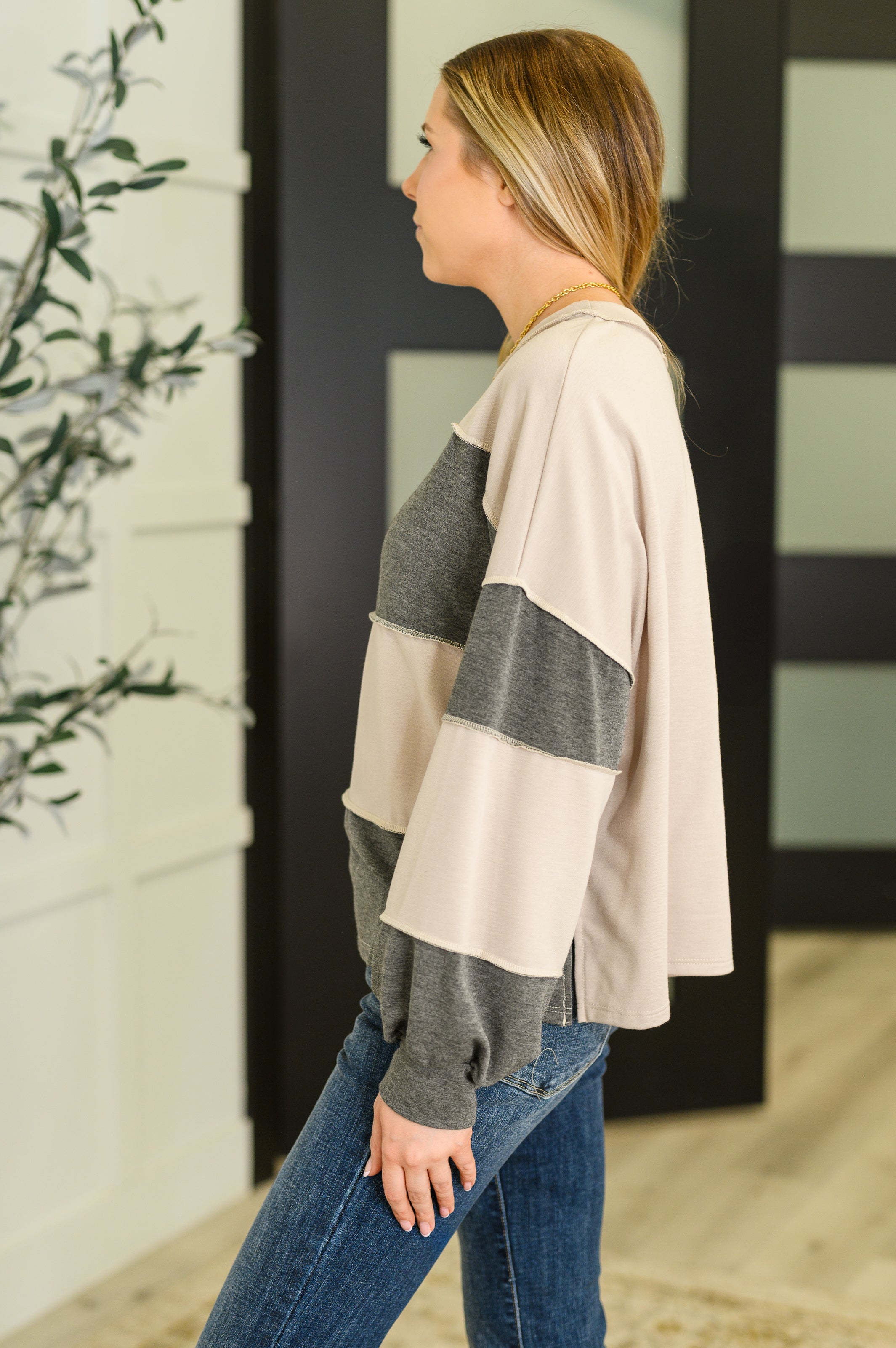 Haptics Two-Tone Take Drop Shoulder Top Womens