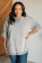 One Eleven North Unbothered Mineral Wash Top in Grey 2XL Shirts & Tops