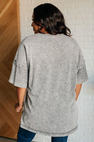 One Eleven North Unbothered Mineral Wash Top in Grey Shirts & Tops