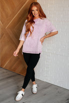 One Eleven North Unbothered Mineral Wash Top in Orchid Petal Shirts & Tops