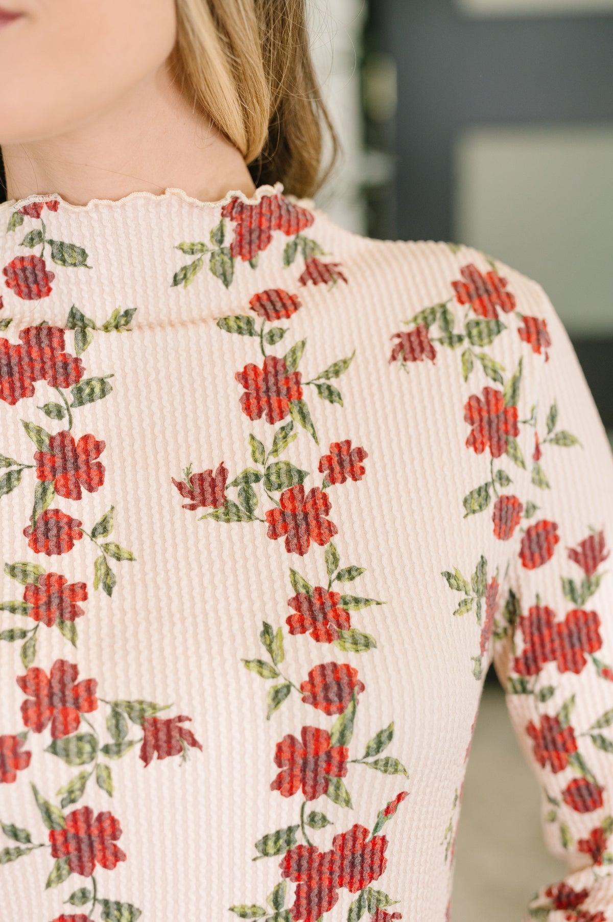 Haptics Under My Impression High Neck Floral Top Womens