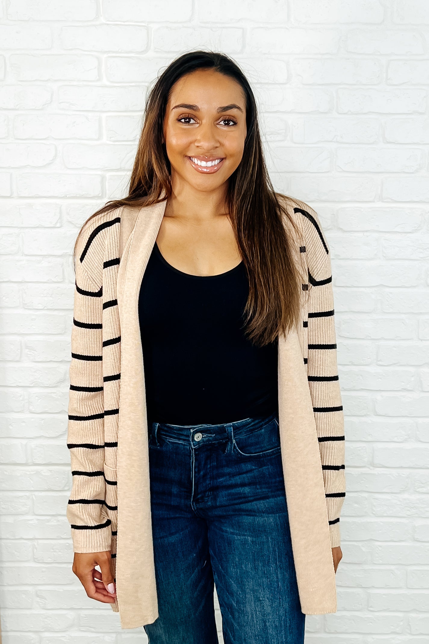 One Eleven North Under Wraps Striped Cardigan Womens