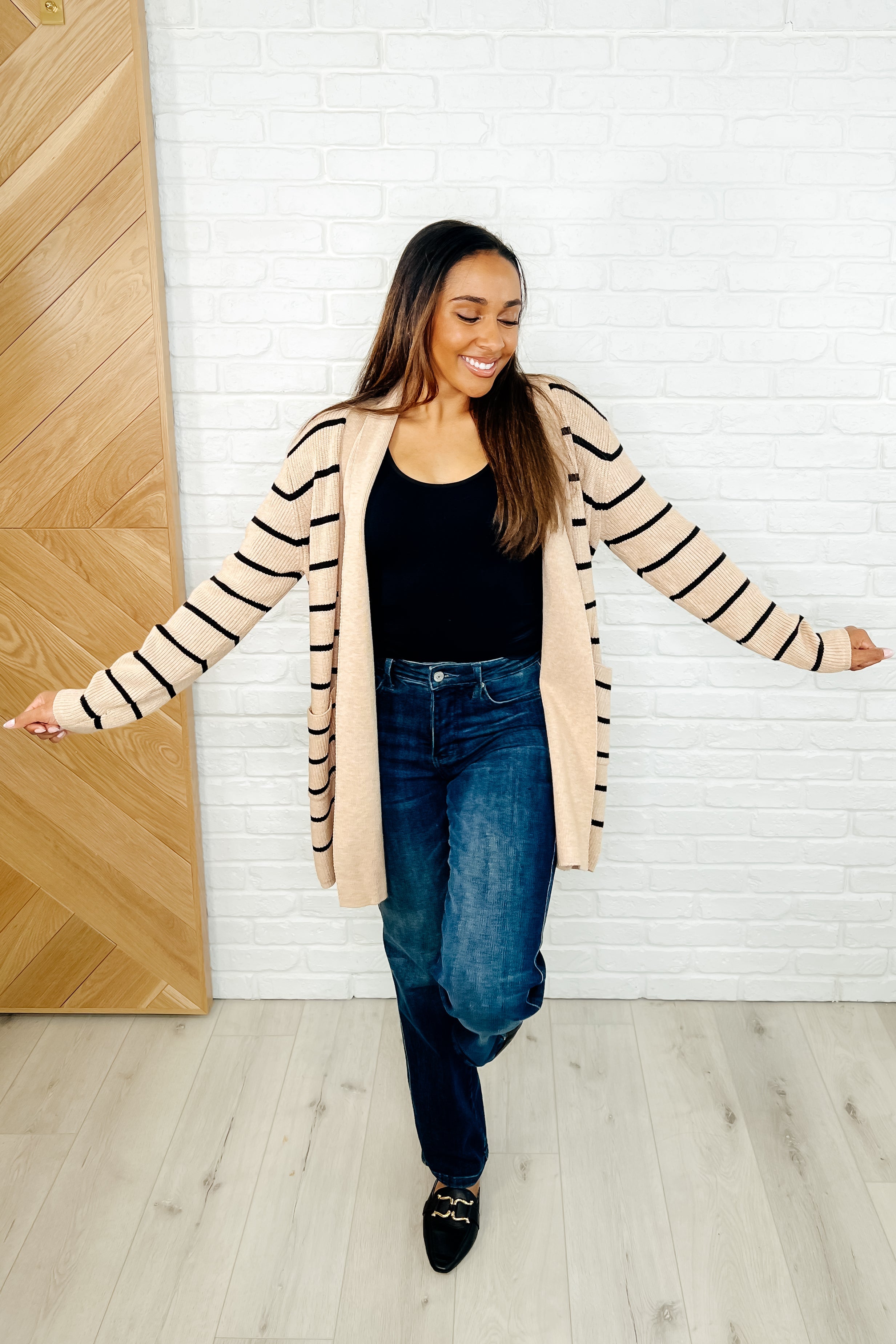 One Eleven North Under Wraps Striped Cardigan Womens