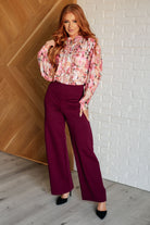 Dear Scarlett Magic Wide Leg Pants in Wine Pants