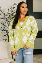 In Loom Up, Up and Away Argyle Cardigan Womens