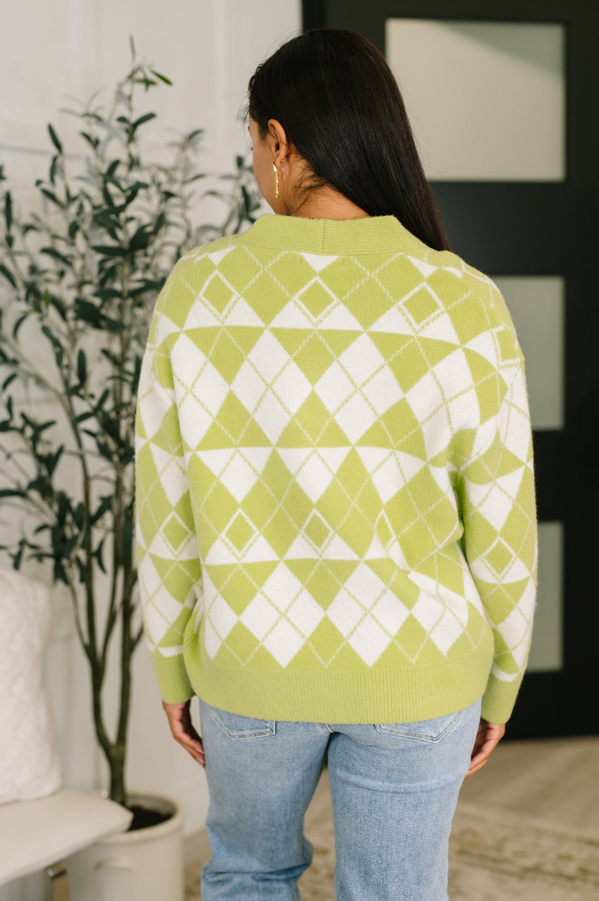In Loom Up, Up and Away Argyle Cardigan Womens