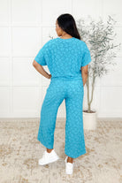 One Eleven North Up to Bat Teal Leopard Print Set Womens