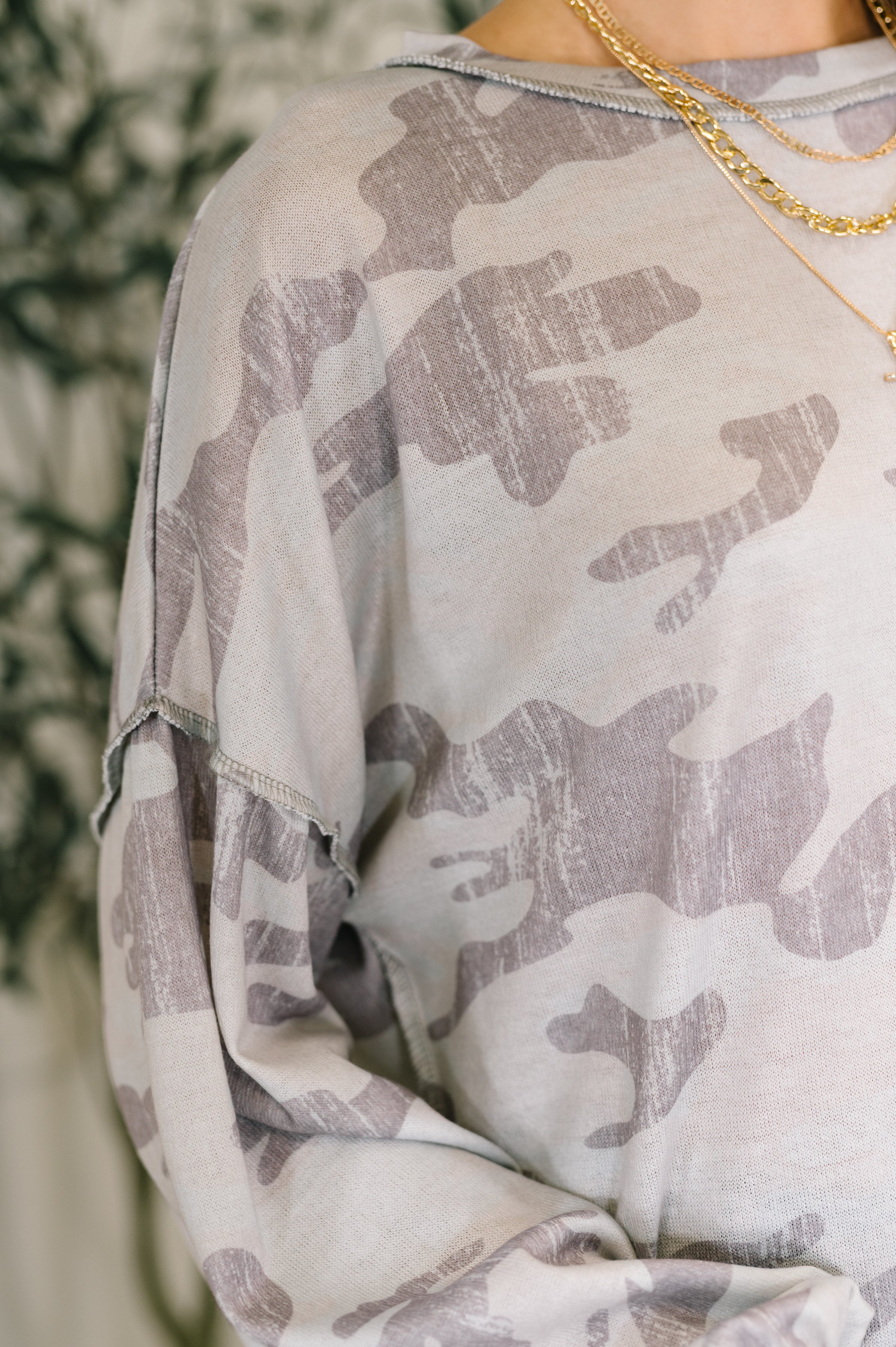 One Eleven North Urban Camo Drop Shoulder Top Womens