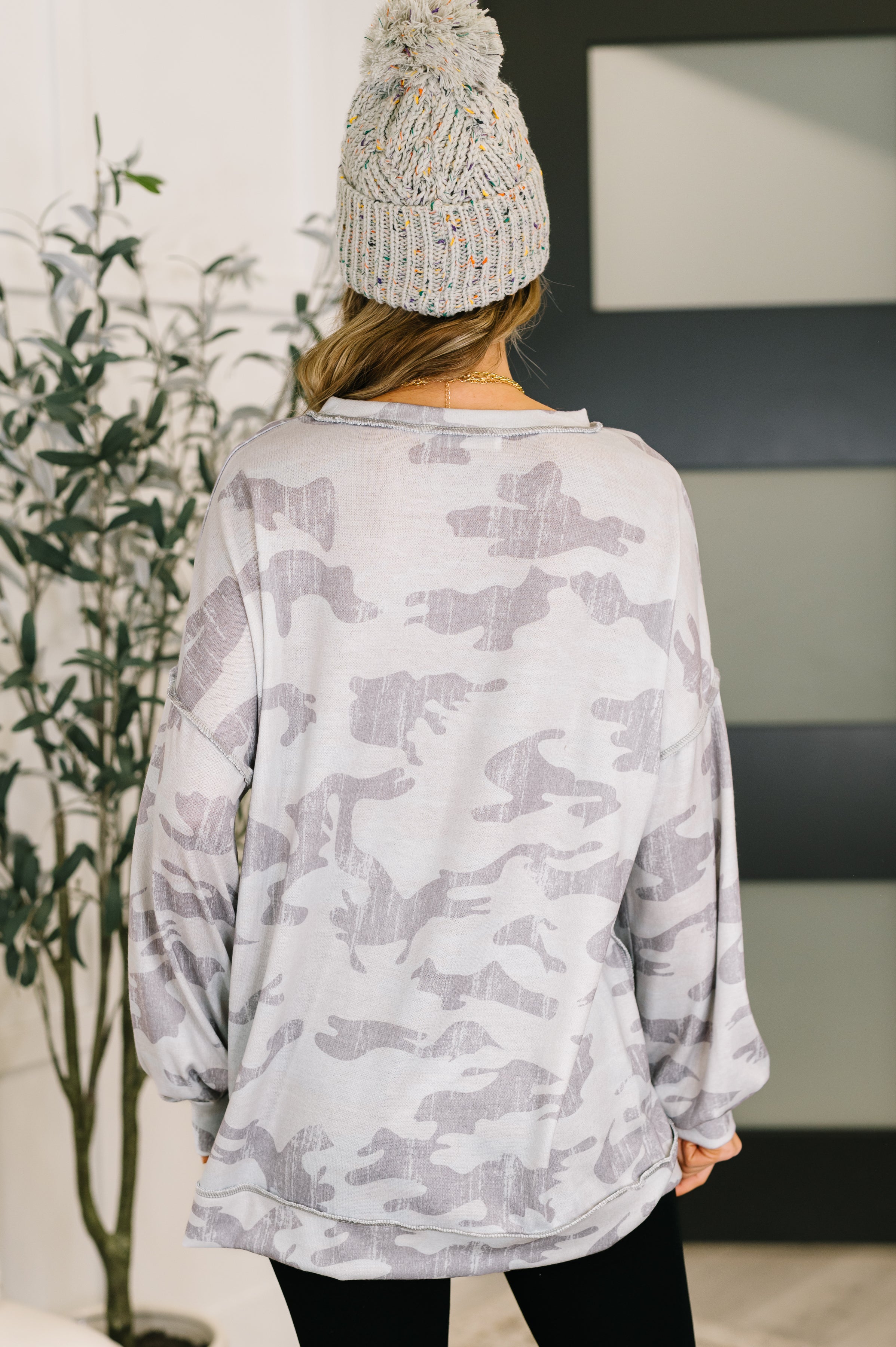 One Eleven North Urban Camo Drop Shoulder Top Womens