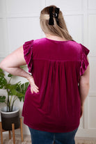 Jodifl Velveteen Queen Blouse in Magenta Blouses