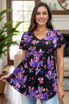 Heimish Vibrant Floral Babydoll Top Shirts & Tops