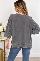 Zenana Vintage State Of Mind Black Washed Boxey Top