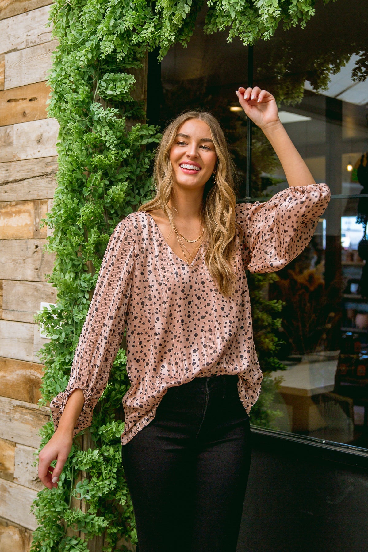 Vivian Satin Blouse in Rose Gold Womens