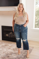 Judy Blue Whitney High Rise Distressed Wide Leg Crop Jeans Black Friday