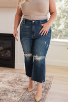 Judy Blue Whitney High Rise Distressed Wide Leg Crop Jeans Black Friday