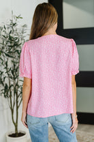 One Eleven North Wander Bloom Embroidered Puff Sleeve Blouse in Pink Womens