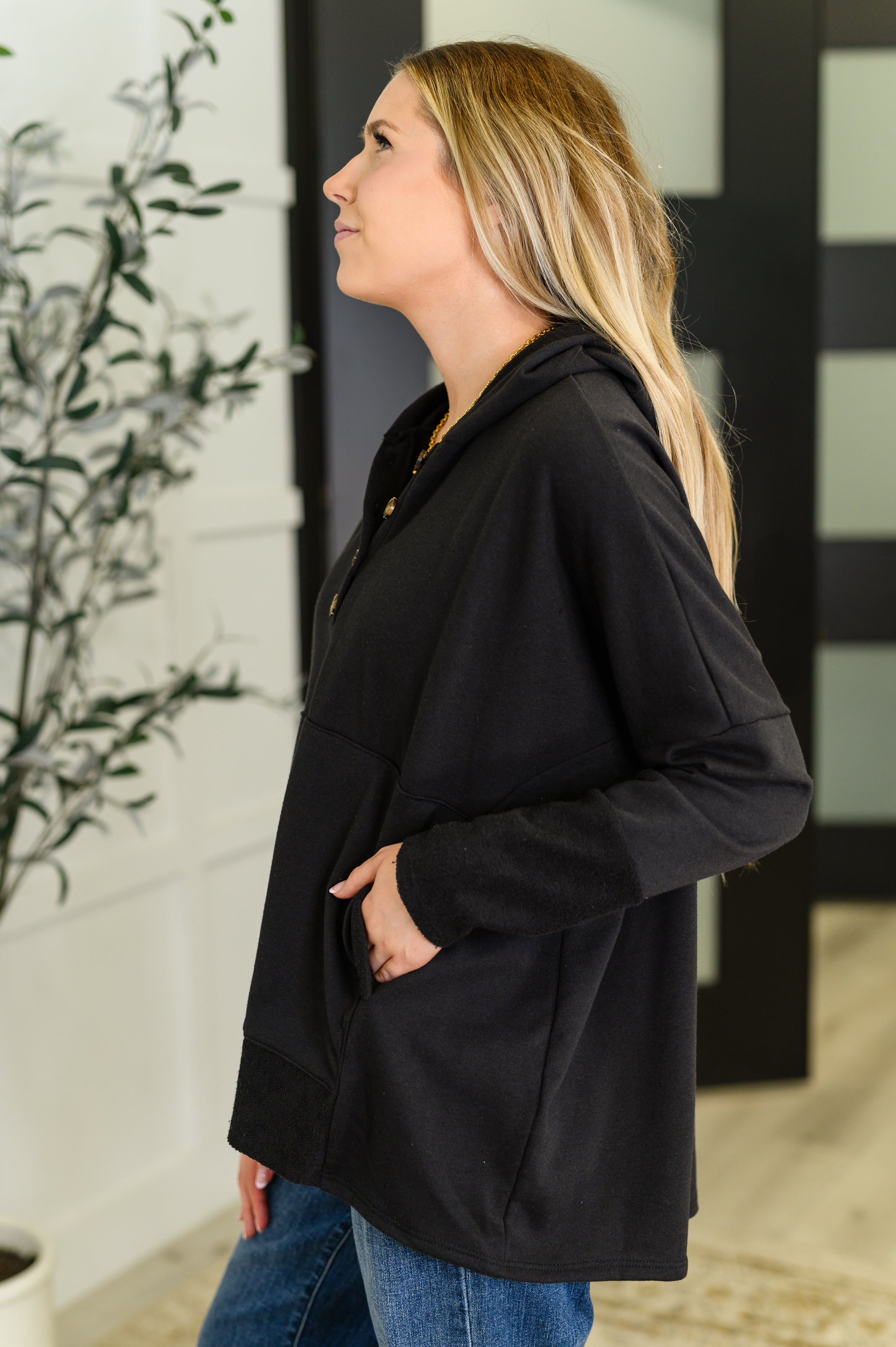 Heimish Warm Intentions Henley Pullover in Black Womens