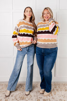 One Eleven North Wave After Wave Multi Color Striped Sweater Tops