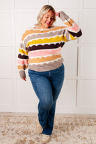 One Eleven North Wave After Wave Multi Color Striped Sweater Tops