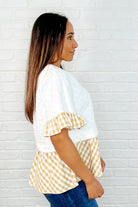 One Eleven North Welcome Me Home Gingham Print Top Womens