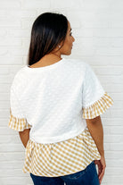 One Eleven North Welcome Me Home Gingham Print Top Womens