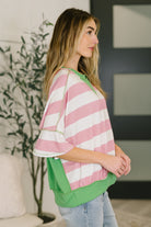 What's a Girl to Do Contrast Trim Relaxed Top Womens