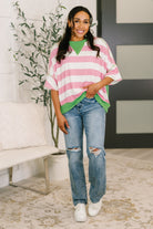 What's a Girl to Do Contrast Trim Relaxed Top Womens
