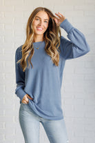 Haptics When the Sun Goes Down Mineral Wash Ribbed Knit Top in Vintage Denim Shirts & Tops