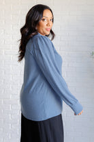 Haptics When the Sun Goes Down Mineral Wash Ribbed Knit Top in Vintage Denim Shirts & Tops