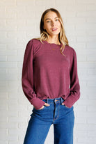 Haptics When the Sun Goes Down Mineral Wash Ribbed Knit Top in Wine Ave Shops