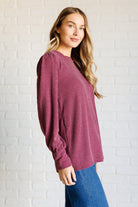 Haptics When the Sun Goes Down Mineral Wash Ribbed Knit Top in Wine Ave Shops