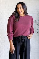 Haptics When the Sun Goes Down Mineral Wash Ribbed Knit Top in Wine Ave Shops