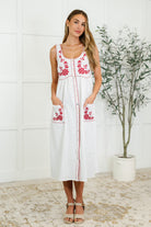 Polagram Whispering Petals Scoop Neck With Embroidered Details Dress Womens