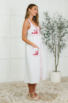 Polagram Whispering Petals Scoop Neck With Embroidered Details Dress Womens
