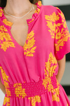 Haptics Whispering Willow V-Neck Dress in Fuchsia Womens
