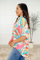 One Eleven North Wide Eyed Abstract Print Batwing Blouse Womens
